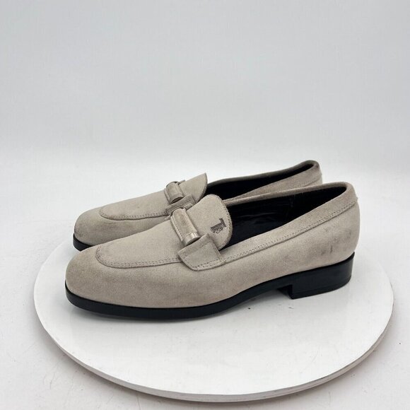 Tod's Women Size EU 38.5 US 8.5 Light Grey Suede Penny Loafer Low Heel Shoes - Picture 2 of 13